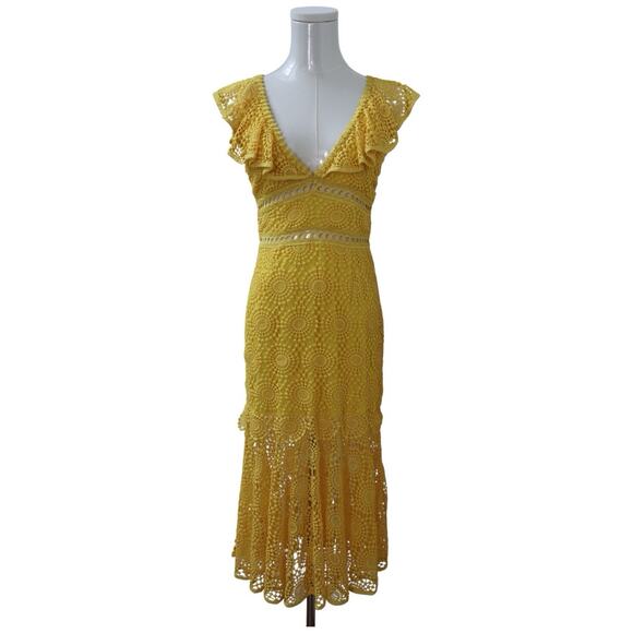 Saylor Leilani Lace Midi In Yellow Women’s Size XS - Picture 3 of 14